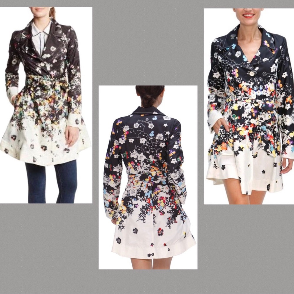 Desigual Primavera Floral rain Trench coat large